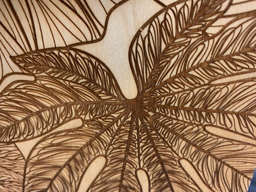 Laser etched birch